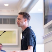 Kyle Barnhart speaks at Rowing Celebration event